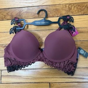 Vince Camuto set of 2 purple floral smooth T-shirt 34B bras